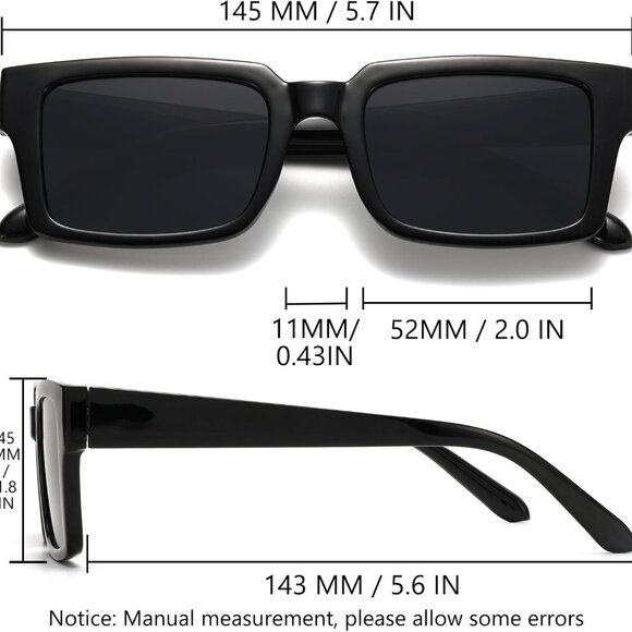 Retro Vintage Sunglasses for Women Men UV Protection Rectangle Style - Picture 5 of 5